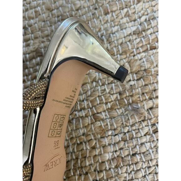 J Crew 8.5 Heels Zadie Strappy Kitten Heel Pumps Gold Open Toe Crystals NEW - Picture 13 of 14